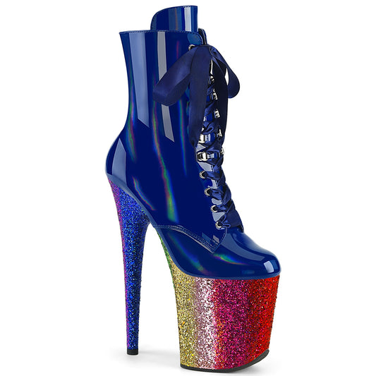 FLAMINGO-1020HG  Royal Blue Holo Patent/Rainbow Glitter