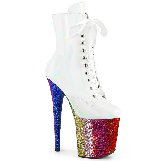 FLAMINGO-1020HG  White Holo Patent/Rainbow Glitter