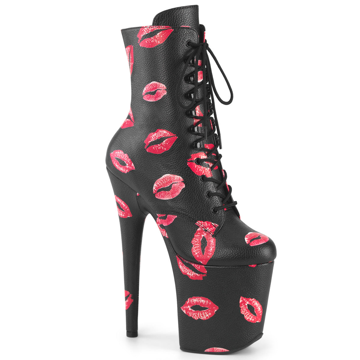 FLAMINGO-1020 KISSES  Black Faux Leather/Black Faux Leather