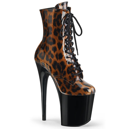 FLAMINGO-1020LP  Brown Leopard Print Patent/Black