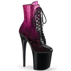 FLAMINGO-1020OMB  H. Pink-Burgundy Glittered Ombre Patent/Black