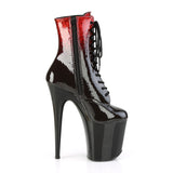 FLAMINGO-1020OMB  Red-Burgundy Glittered Ombre Patent/Black