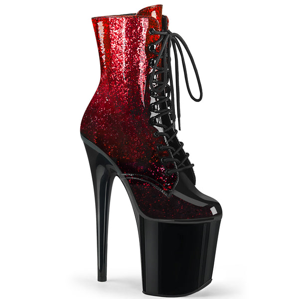 FLAMINGO-1020OMB  Red-Burgundy Glittered Ombre Patent/Black