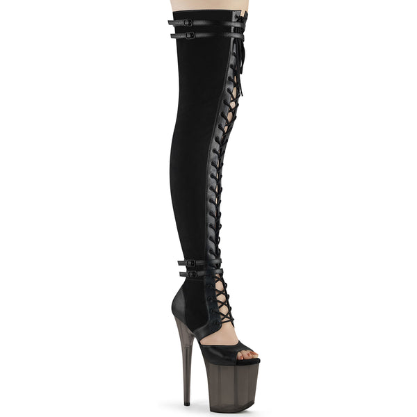 FLAMINGO-3027  Black Faux Suede-Faux Leather/Frosted Black
