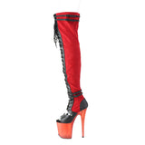 FLAMINGO-3027  Red Faux Suede-Black Faux Leather/Frosted Red