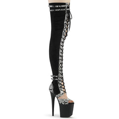 FLAMINGO-3027SP  Black Faux Suede-Snake Print Faux Le/Black Matte