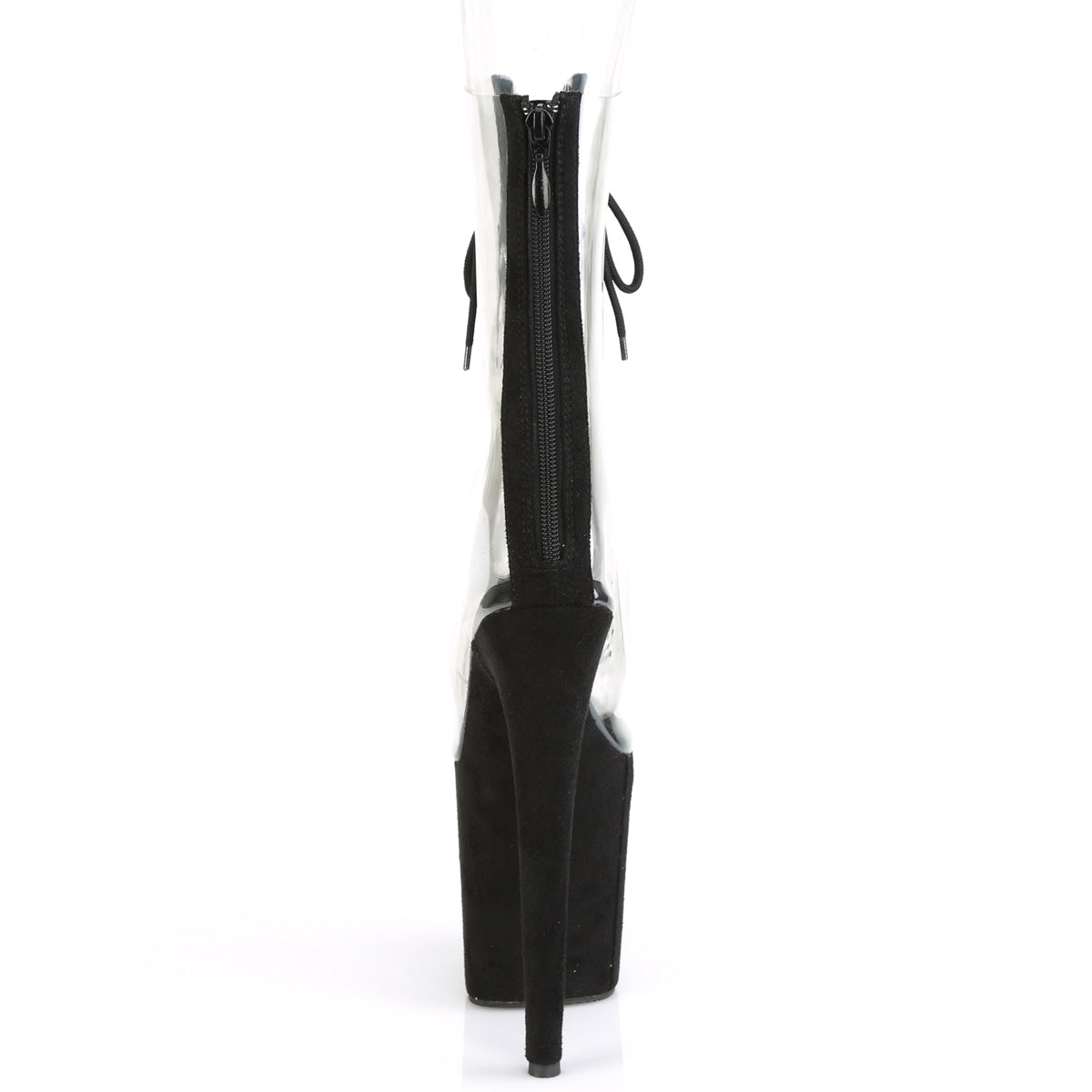 FLAMINGO-800-34FS  Clear-Black Faux Suede/Black Faux Suede
