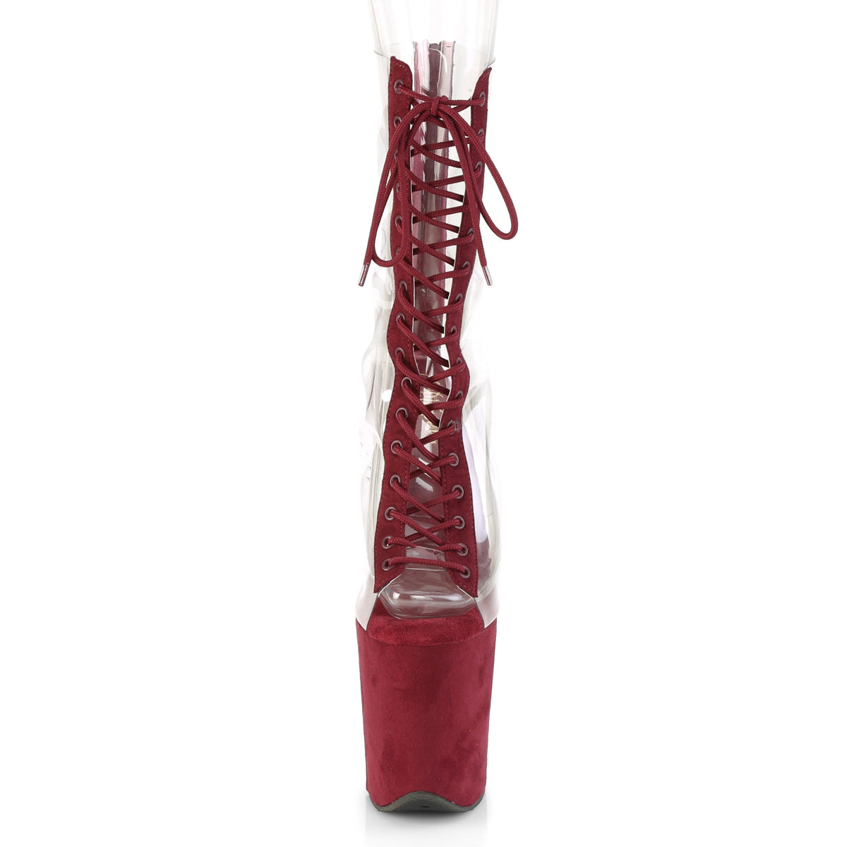 FLAMINGO-800-34FS  Clear-Burgundy Faux Suede/Burgundy Suede