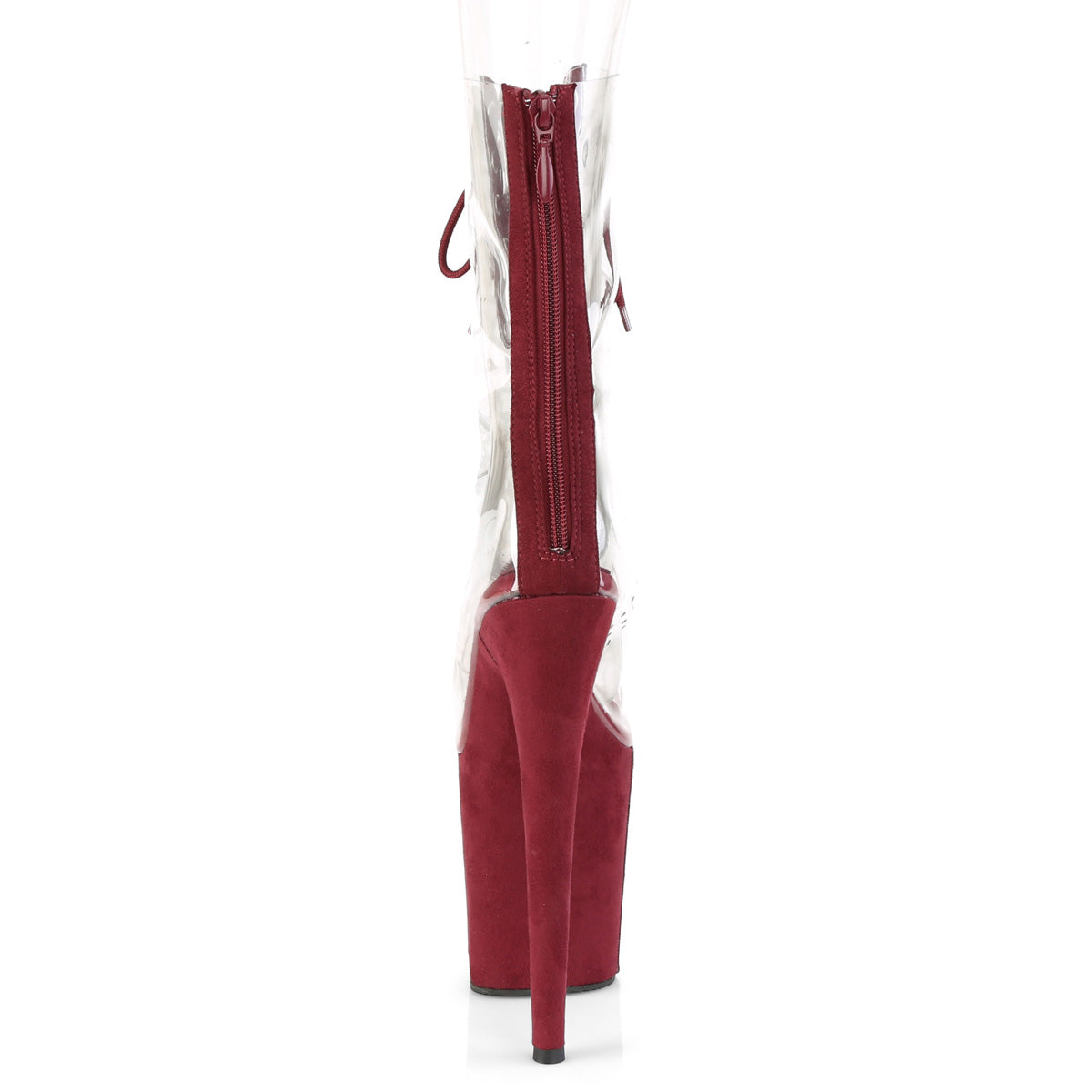 FLAMINGO-800-34FS  Clear-Burgundy Faux Suede/Burgundy Suede
