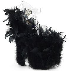 FLAMINGO-808F  Clear/Black Marabou Feather