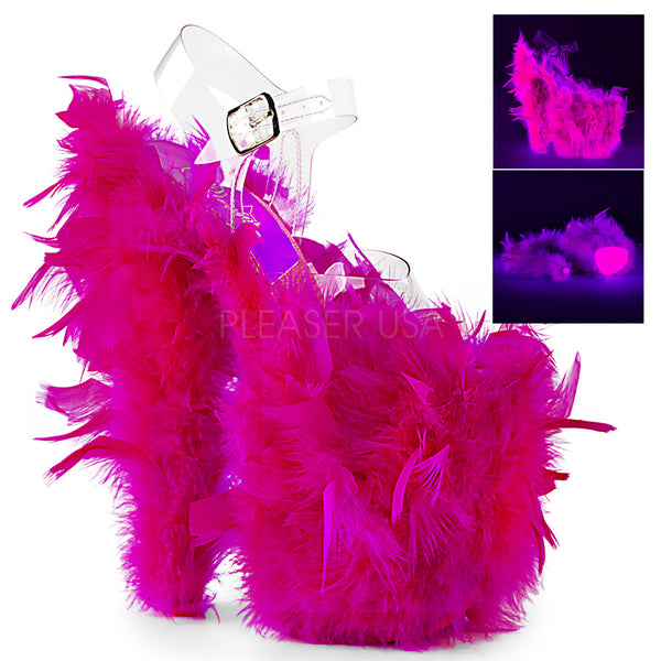 FLAMINGO-808F  Clear/Neon Hot Pink Marabou Feather