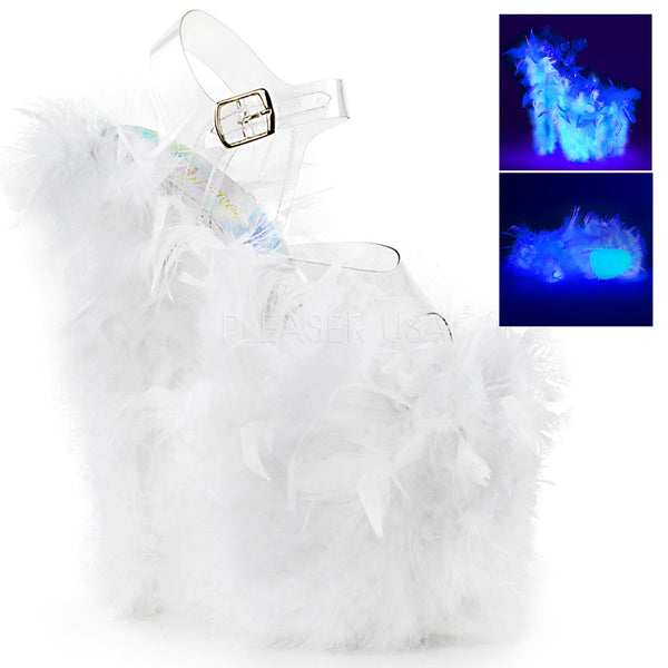 FLAMINGO-808F  Clear/Neon White Marabou Feather