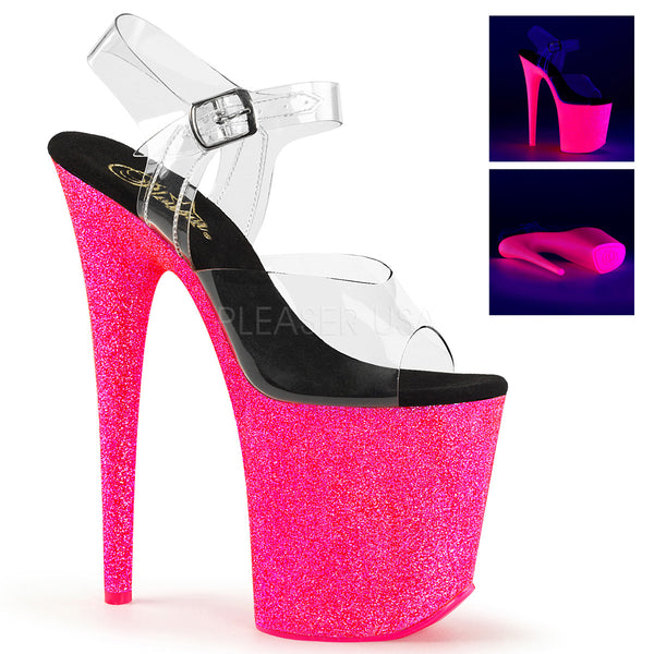 FLAMINGO-808UVG  Clear/Neon Hot Pink Glitter