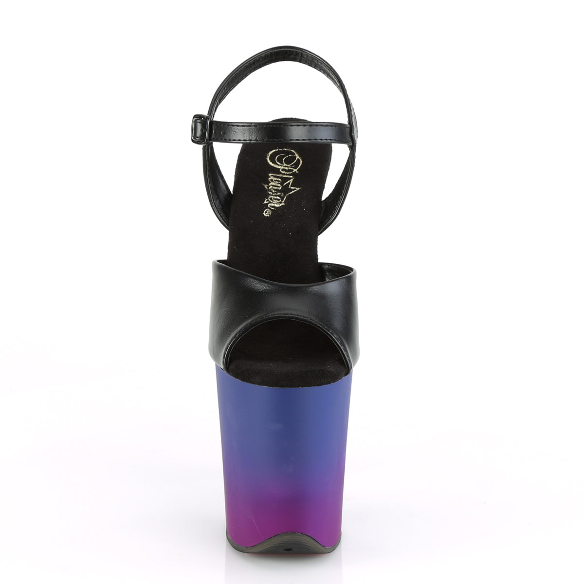 FLAMINGO-809BP  Black Faux Leather/Blue-Purple Ombre