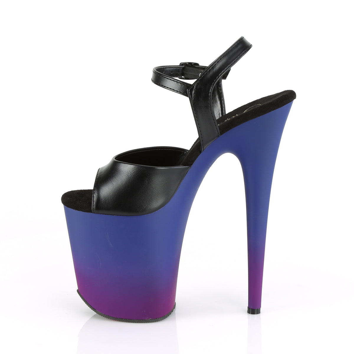 FLAMINGO-809BP  Black Faux Leather/Blue-Purple Ombre