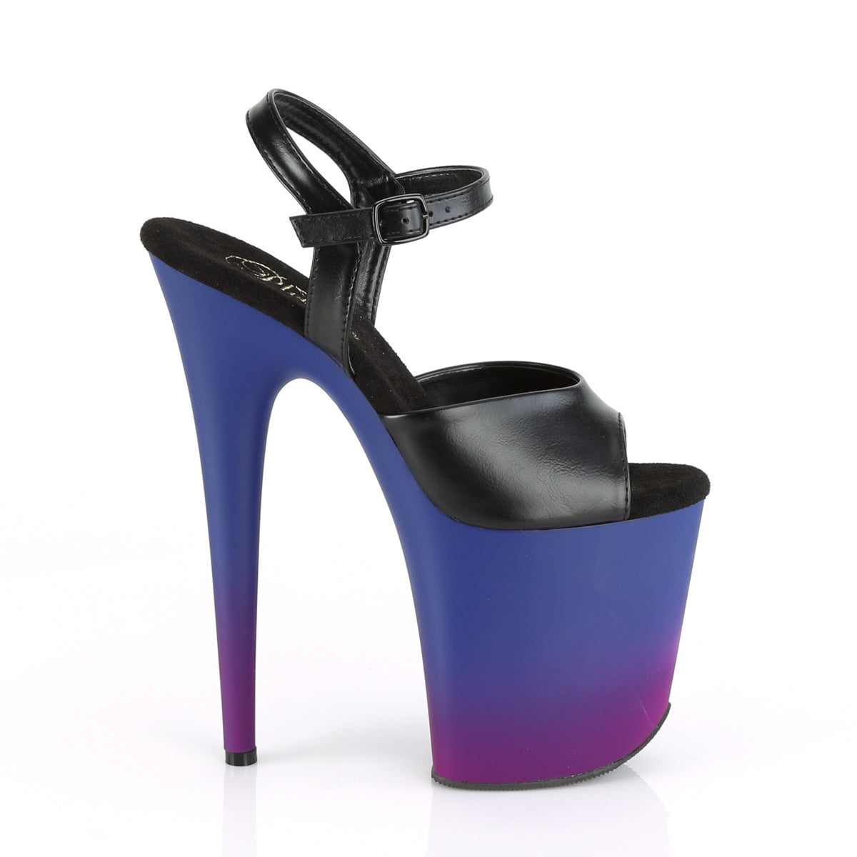 FLAMINGO-809BP  Black Faux Leather/Blue-Purple Ombre