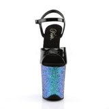 FLAMINGO-809LG  Black Patent/Blue Multi Glitter