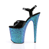 FLAMINGO-809LG  Black Patent/Blue Multi Glitter