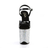 FLAMINGO-809LG  Black Patent/Silver Multi Glitter