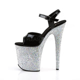 FLAMINGO-809LG  Black Patent/Silver Multi Glitter