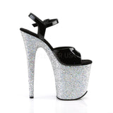 FLAMINGO-809LG  Black Patent/Silver Multi Glitter