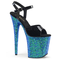 FLAMINGO-809LG  Black Patent/Blue Multi Glitter