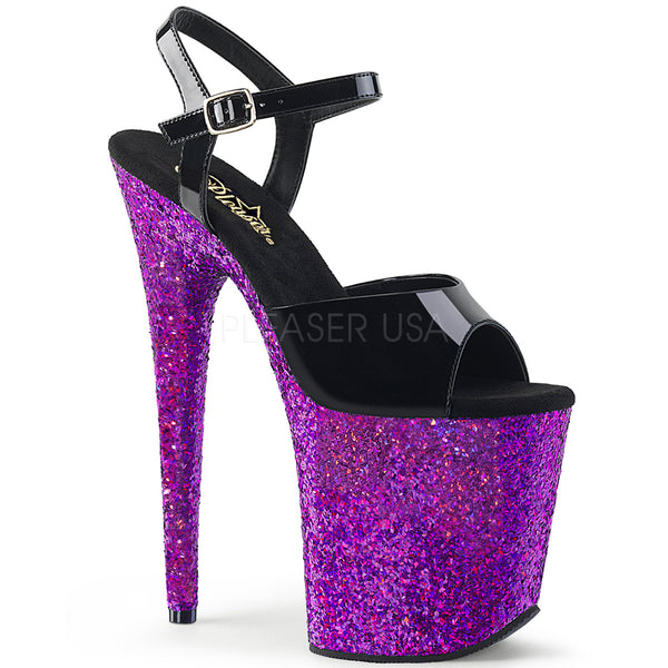 FLAMINGO-809LG  Black Patent/Purple Multi Glitter