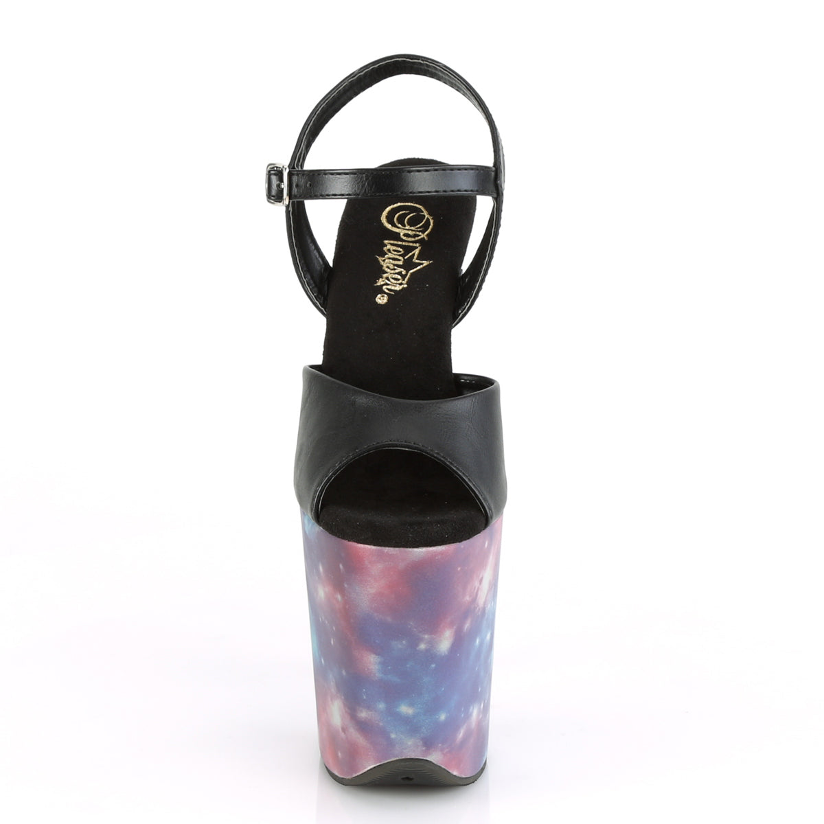 FLAMINGO-809REFL  Black Faux Leather/Purple-Blue Reflective