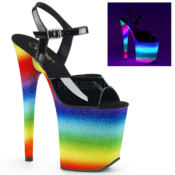 FLAMINGO-809WR  Black Patent/Rainbow Glitter