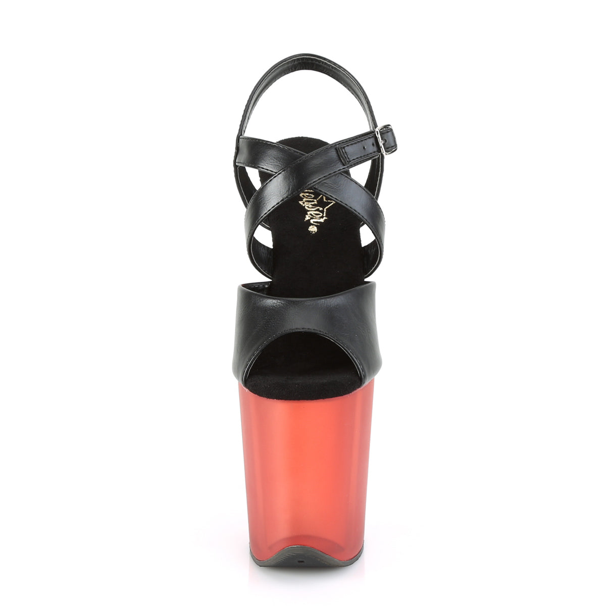 FLAMINGO-822T  Black Faux Leather/Frosted Red