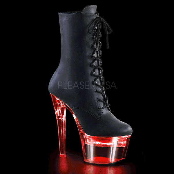 FLASHDANCE-1020-7  Black Faux Leather/Clear