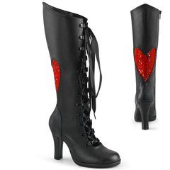 GLAM-243  Black Vegan Leather- Red Satin