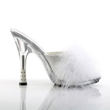 GLITZY-501-8  White Satin Fur/Clear