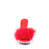 GLORY-501F-8  Red Faux Leather-Fur/Clear