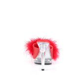 GLORY-501F-8  Red Faux Leather-Fur/Clear