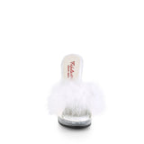 GLORY-501F-8  White Faux Leather-Fur/Clear