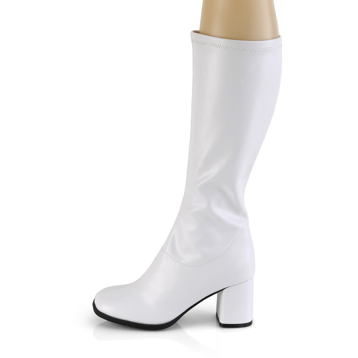 GOGO-300-2  White Str. Faux Leather
