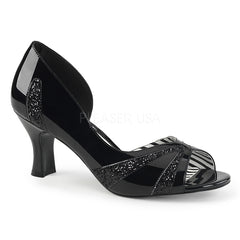 JENNA-03  Black Patent-Black Glitter