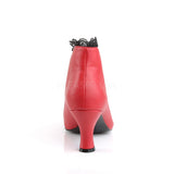 JENNA-105  Red Fuax Leather-Black Lace