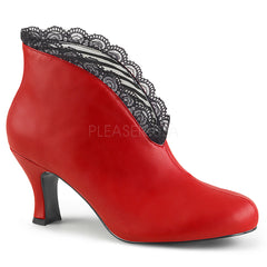 JENNA-105  Red Fuax Leather-Black Lace