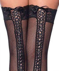 Leg Avenue 2 PC Spandex Fishnet Panty with Corset Thigh Highs 1106