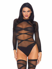 Leg Avenue Truth Or Dare Bodysuit And Thigh Highs Set 8471