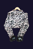 Sheer Leopard Long Sleeve Top w/ Fur