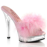 MAJESTY-501F-8  Baby Pink Faux Leather-Fur/Clear