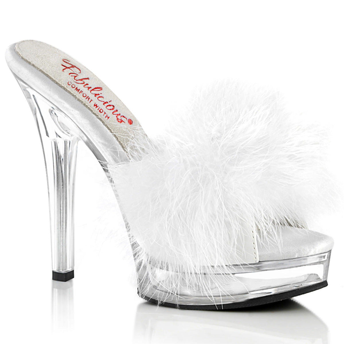 MAJESTY-501F-8  White Faux Leather-Fur/Clear
