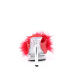 MAJESTY-501F-8  Red Faux Leather-Fur/Clear