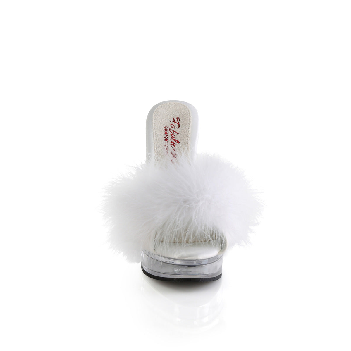 MAJESTY-501F-8  White Faux Leather-Fur/Clear