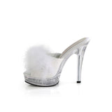 MAJESTY-501F-8  White Faux Leather-Fur/Clear