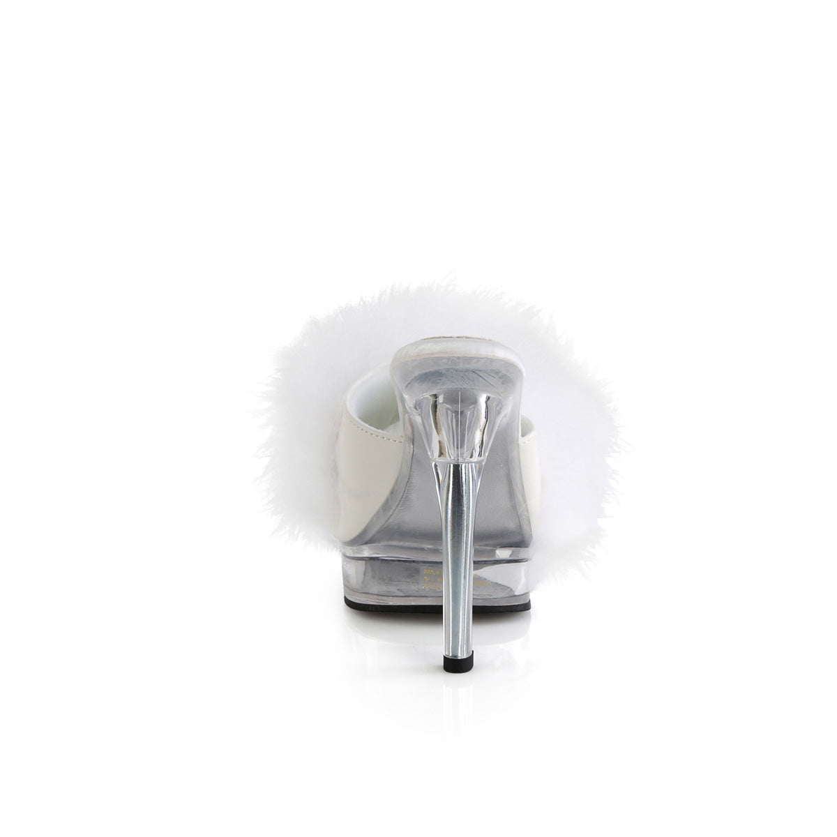 MAJESTY-501F-8  White Faux Leather-Fur/Clear