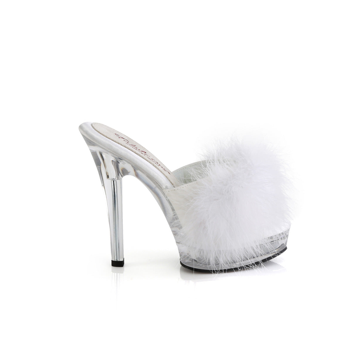 MAJESTY-501F-8  White Faux Leather-Fur/Clear